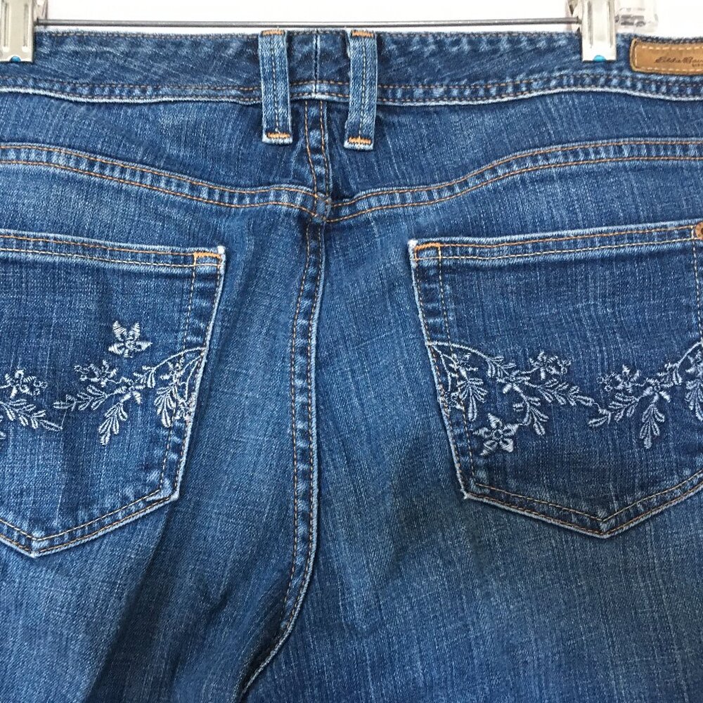 Eddie Bauer Women's Denim Blue Jeans, size 16R, Wide Cuff, 30" Long
